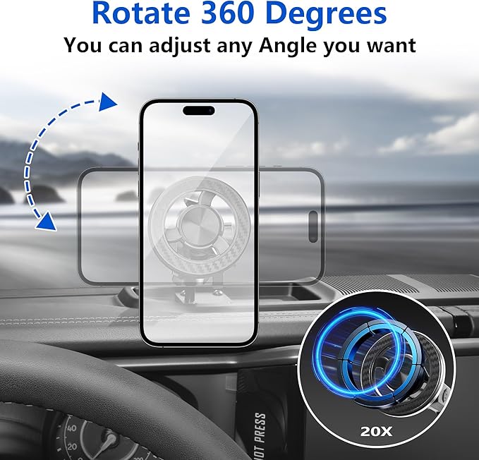 sukemichi Magnetic Phone Mount for 2024 Jeep Wrangler - Adjustable Smartphone Bracket Cell Phone Automobile (Magsafe Phone Mount)