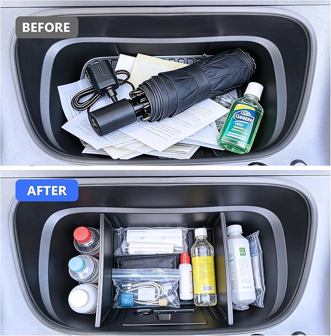 2PCS Front Trunk Divider Storage Partition for Tesla Model Y Juniper 2026 2025 Storage Separation Front Trunk Organizer Dividers for Model Y Juniper Accessories Tpe Black