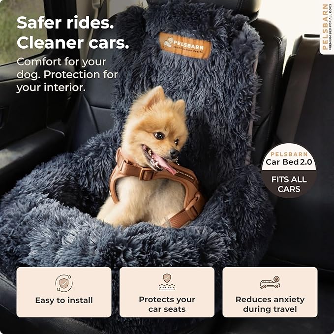 Pelsbarn Soft Comfortable Dog Protecting Car Bed 2.0 Extra Small (Dark Grey)