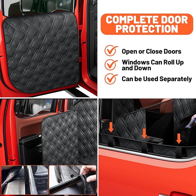 Surfcabin Floor XL Dog Hammock for Truck, Waterproof Trucks Pet Seat Cover with Door Protection, Sturdy Back Seat Extender for Dogs Compatible with Full Size Crew Cab Trucks Like F150, GMC & More