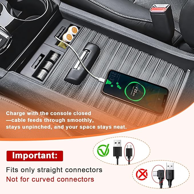 TACORBO Phone Cable Adapter & Console Dividers for Honda Pilot 2016–2022, Ridgeline 2017–2023, Passport 2019–2023, Center Console Organizer with ABS Material & Anti-Slip Rubber Pads