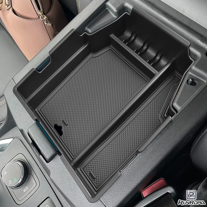 RUNROAD Center Console Organizer Tray Compatible with Chevy Traverse 2018-2021 2022 2023 Accessories, Insert Secondary Storage Box ABS Material Armrest Tray Black