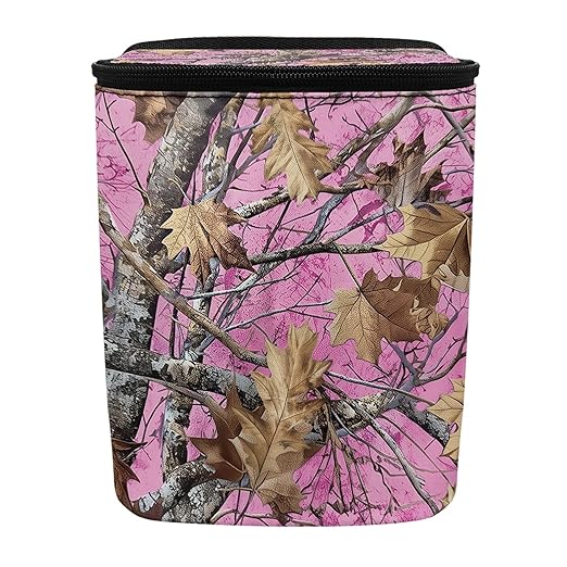Pink Camo Hunting Car Trash Can with Adjustable Straps Woodland Forest Collapsible Multipurpose Car Trash Bin Bag Automotive Accessories
