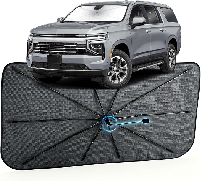 Car Windshield Sun Shade for Chevrolet Suburban 2021-2026 –[Reflective Coated Fabric] Sunshade Umbrella for Front Window, Car Shades Sun Visor Keep Car Cool and Protects Interior, 1:1 Exact Fit