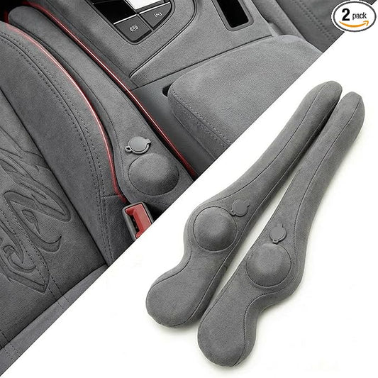 Inflatable Car Seat Gap Filler Strip - 2Pcs Suede Foldable Seat Gap Plug Blocker,Stop Dropping Items,Soft Interior Accessories for All Cars (Gray)