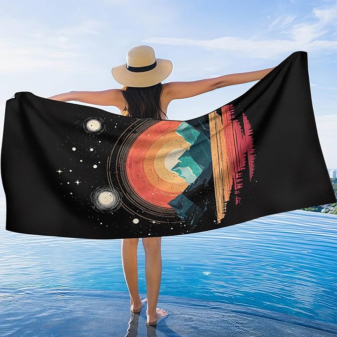 2 Pack Car Towel Seat Covers with Storage Bag, Multifunctional Towel for Gym Outdoor Sport, Picnic, Beach, Pet Dog Travel,Non-Slip Washable Car Seat Protector (Mountain Galaxy)