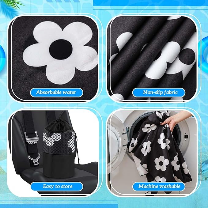 Hahafelt 2 Pack Car Seat Towel Covers with Storage Bag 63 x 32 Inch Athletic Running Towel Seat Sweat Washable Non Slip Cover Gift for Car Outdoor Sport Activities (Florid Declamation)