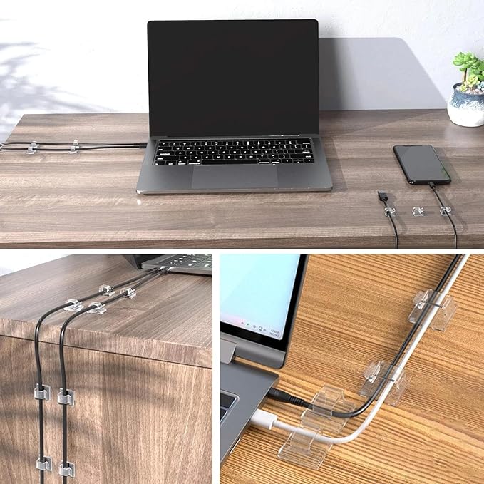 5/8 in Adhesive Cable Clips, 120pcs Outdoor Light Clips, Cord Clips, Sturdy Wire Clips, Finisher Wire Clamp for Home, Car, Office Wire Management Clips (Clear, 5/8"-120PCS)