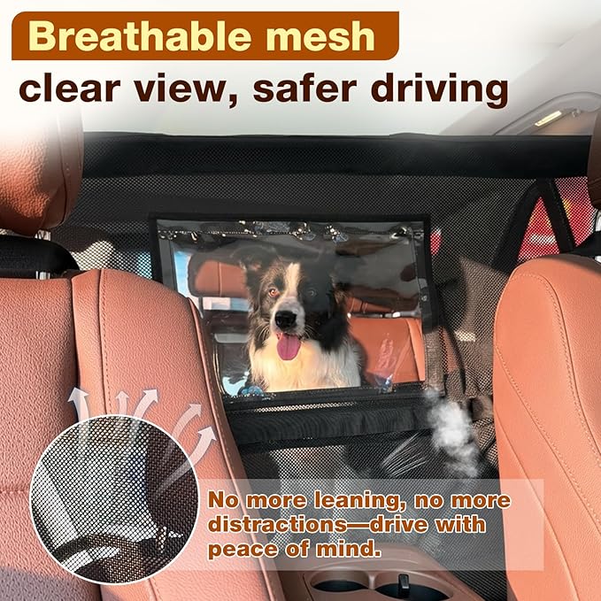 Loyala Dog Car Barriers for SUVs Trucks Cars Adjustable Dog Car Divider Pet Car Barrier for Back Seat Pet Barrier Universal-Fit Safety Travel Accessory 50" W x 56" W x 32" H