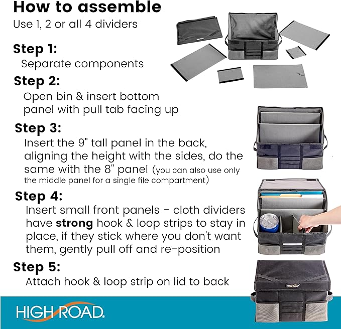 High Road Carganizer Front Seat Car Office Organizer and Mobile Office Work Truck Organizer with Filing Dividers and Desk Top Cover | Front Seat, Mobile Office, Filing Dividers, Desk Top Cover