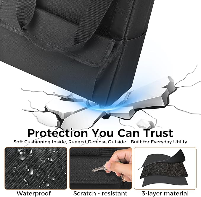 Car Jumper Starter Storage Bag Compatible with DEWALT DXAEJ14 & Power Inverter, Carrying Case Holder Container, Foldable Organizer with Pockets for Jump Starter, Air Pump（Box Only）