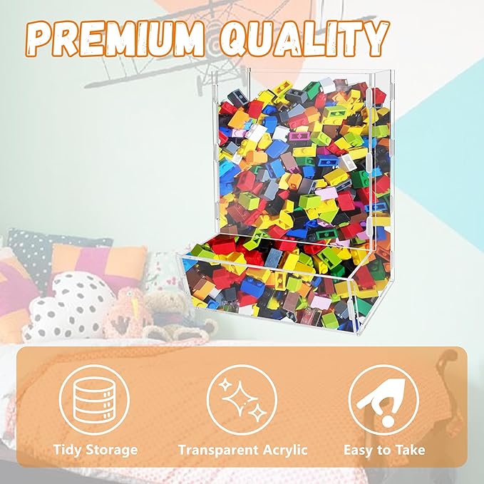 Montex Wall Toy Dispenser, Toy Car Organizer, Hanging Organizer and Storage Bin for Children's Room, Toy Storage for Blocks, Cars, Snacks, Darts (One Compartment)