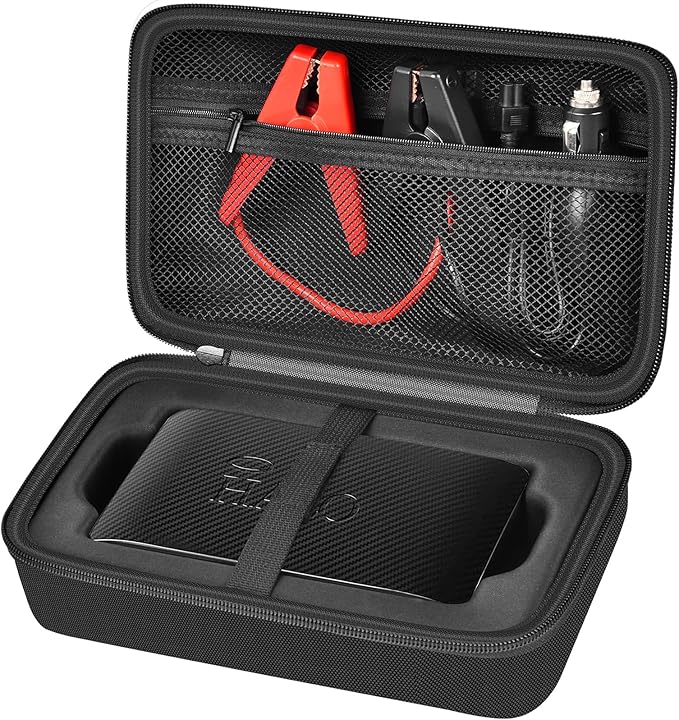 Case for Halo Bolt 58830/57720/ Air 58830/ ACDC Max 55500 mWh/ Air + Portable Emergency Power Kit, Storage Holder for Air Nozzles, Extra Accessory, Car Jump Starter, and Charger- Black (Box Only)