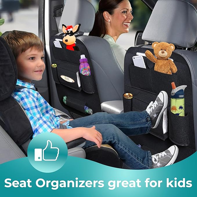 Backseat Car Organizer: Storage Solution with Tablet Holder for Kids, Travel Essentials & Road Trip Comfort”