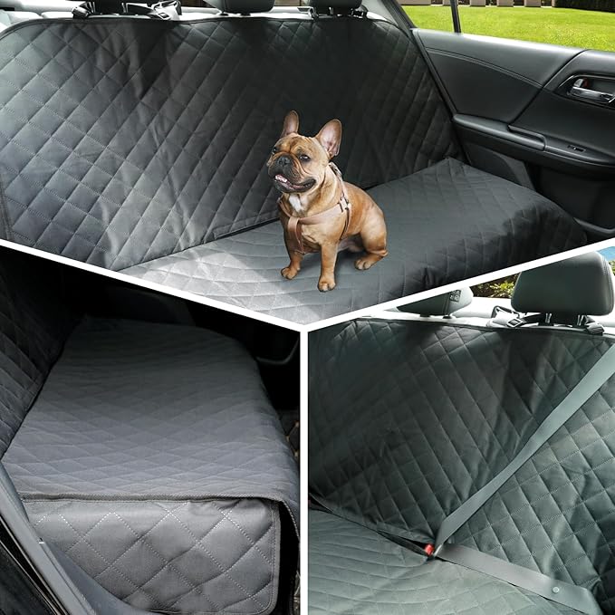 Meolsaek Dog Car Seat Cover for Back Seat, Scratch Proof Nonslip Pet Car Seat Cover, 4 Layers Waterproof Heavy Duty Back Seat Pet Cover for Dogs with Storage Bag (Black)