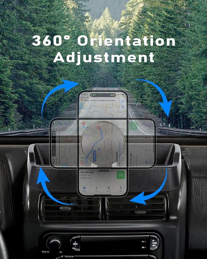 Magnetic Wrangler TJ Phone Mount, Phone Holder for Wrangler TJ Compatible with TJ 1997-2006, Wrangler TJ Accessory for Car Dashboard