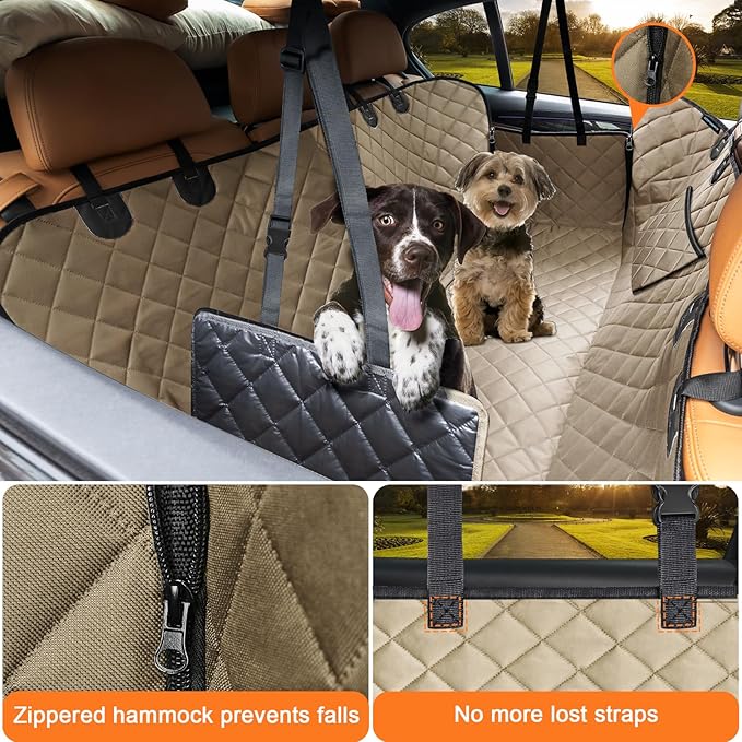 URPOWER Dog Car Seat Cover for Pets 100% Waterproof Seat Cover Hammock 600D Heavy Duty Scratch Proof Nonslip Durable Soft Back Seat Covers for Full Size Trucks