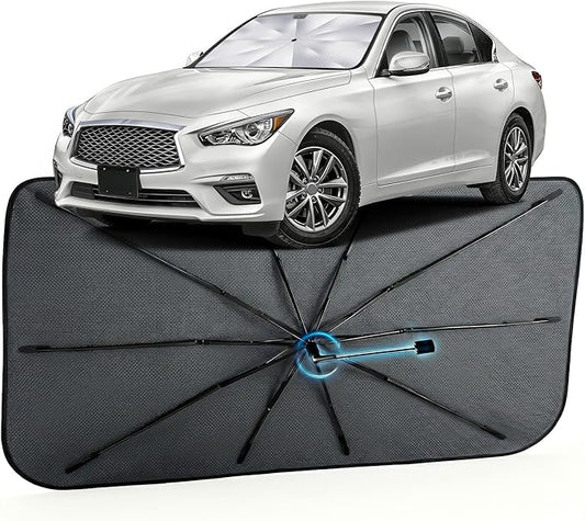 Car Windshield Sun Shade for Infiniti Q50 2014-2026 –[Reflective Coated Fabric] Sunshade Umbrella for Front Window, Car Shades Sun Visor Keep Car Cool and Protects Interior, 1:1 Exact Fit