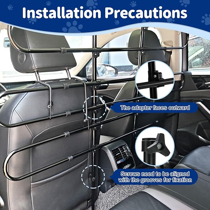 Vehicle Pet Barrier, Adjustable Universal Dog Car Barrier for SUVs, Trucks and Cars, Moves with Car Seat, Sturdy Metal Tube Pet Pen for Vehicles