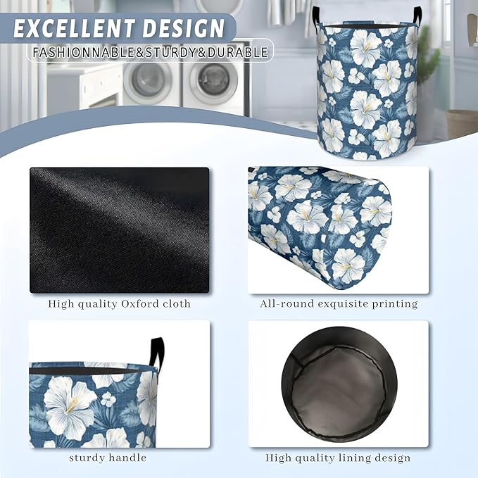 Playful Otters Floating in Water Laundry Basket with Handles, 19.7"x15.7" Clothes Foldable Laundry Hamper Organizer for Dorm Nursery Bedroom Bathroom Decor, Toy Storage Bin for Kids