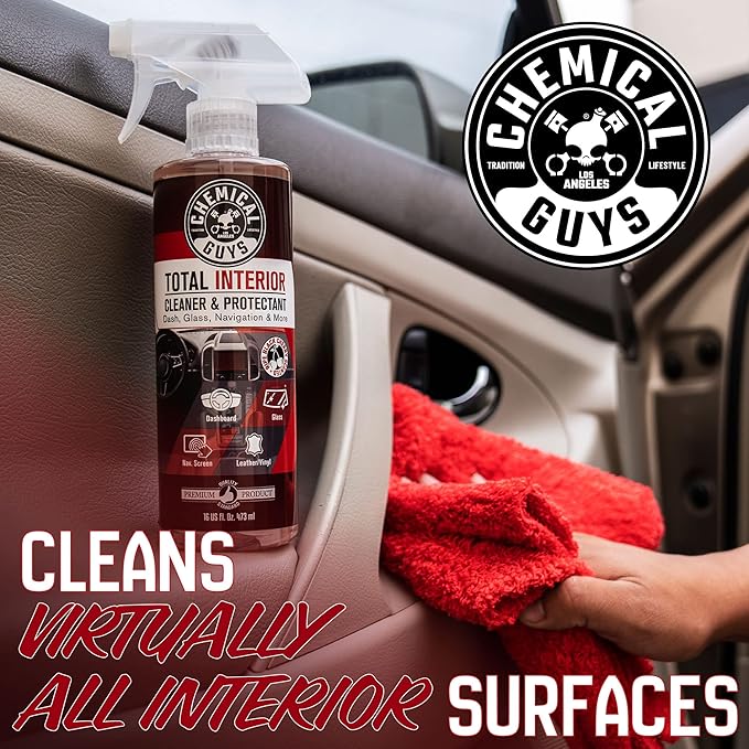 Chemical Guys Total Interior Cleaner & Protectant 2 Pack 16 oz Each Black Cherry Scent All-in-One Interior Cleaner for Leather, Vinyl, Plastic, Glass, Carpet & More