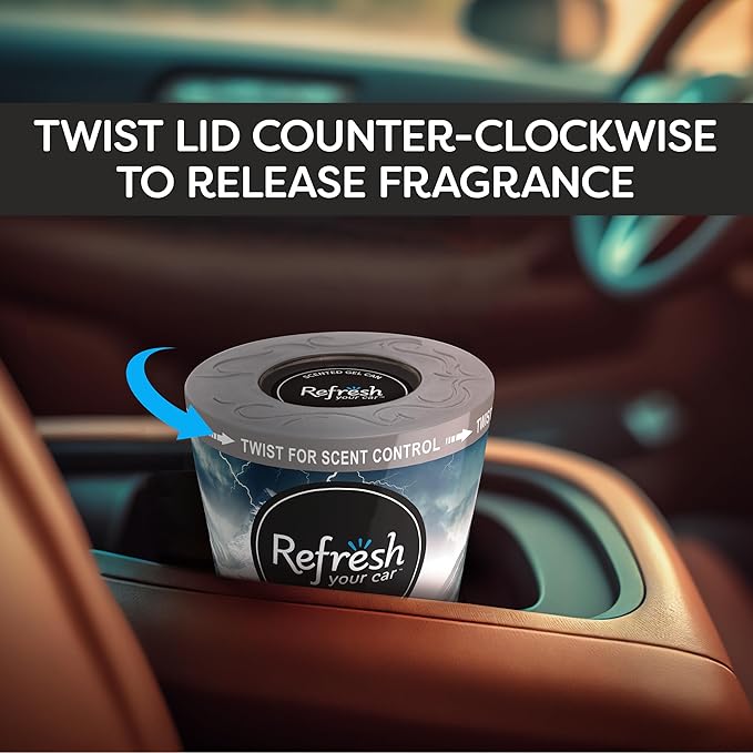 Refresh Your Car Gel Can Air Freshener, (Lightning Bolt/Ice Storm Scent, 5 oz)