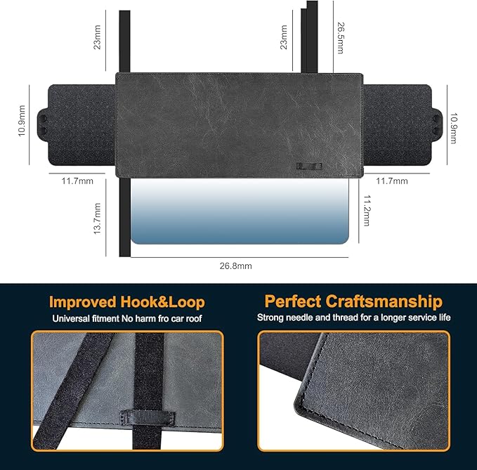 Veharvim Sun Visor Extender for Car (Polarized, UV400, PC Lens, 2 Side Sunshade), Car Visor Extender Sun Blocker, Visor Extender Attachment, Anti-Glare for Safe Driving (Light Black, 1 Pack)