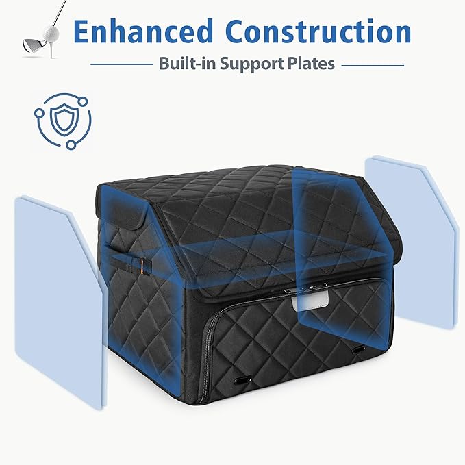 Upgraded Golf Trunk Organizer, Golf Car Organizer with Separate Ventilated Compartment for 2 Pair Shoes, Golf Storage with Multi-Compartment for Golf Accessories, Gifts for Golfers