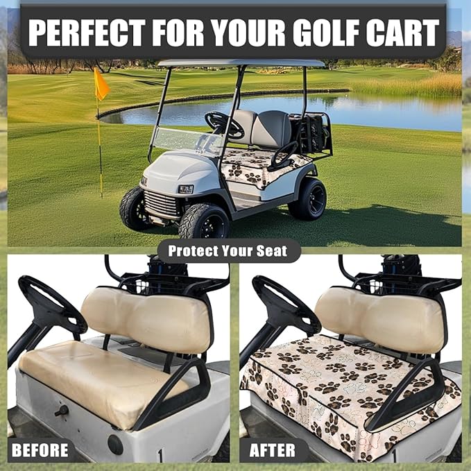 Universal Golf Cart Seat Cover with 4 Pockets Soft Golf Cart Seat Towel Blanket Fits 2-Seat Golf Carts