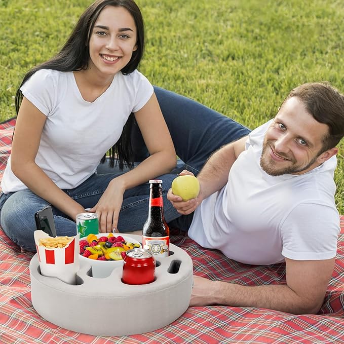 Couch Cup Holder-Sofa Cup Holder Pillow | Couch Caddy Buddy | Drinks Cupholder Tray Organizer for Bed, Rv, Tv, Car, Man Cave, Boat, Remote, Snacks| Gift for Couch Potato,Newborns' Partent (SilverGrey)