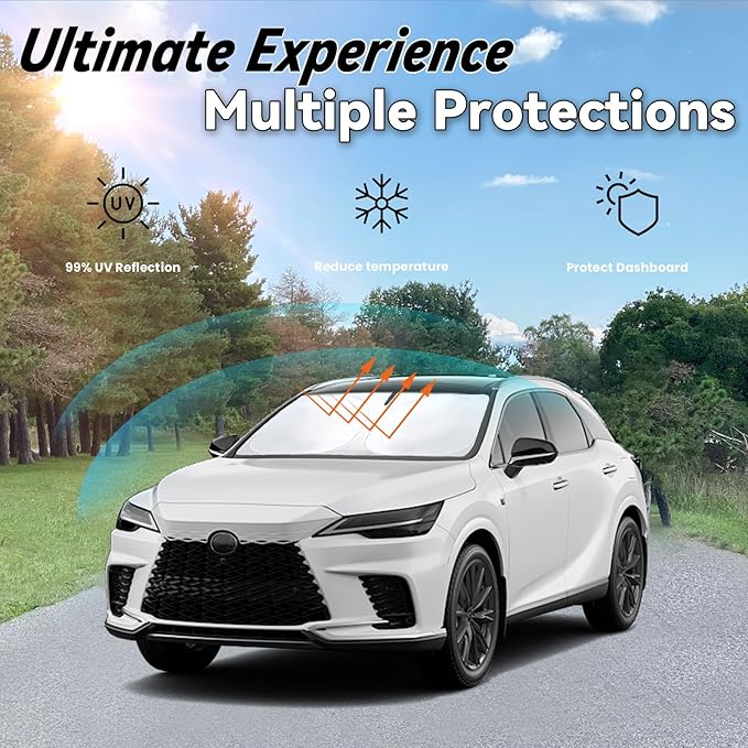 Windshield Sun Shade for 2016-2022 Lexus RX, Car Front Window Sun Visor & Heat Shield | 240T Sunshade Protection Blocks UV Rays Keep Your Car Cooler