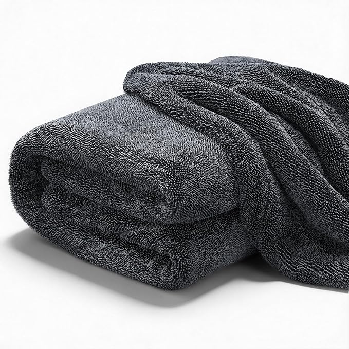REEVAA Superior Microfiber Car Drying Towel [3S Drying, Pro-Grade Care] Car Cleaning Cloth Accessories for Sedan, SUV, Truck, 1300GSM, 2-Pack (36" × 24"+16" × 16"), Gray