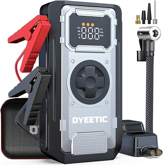 5000A Portable Car Jump Starter with Air Compressor, 150PSI Car Battery Jump Starter (10.0L Gas/8.0L Diesel Engines),12V Pack Jump Box with Large Digital Display, Car Emergency Kit