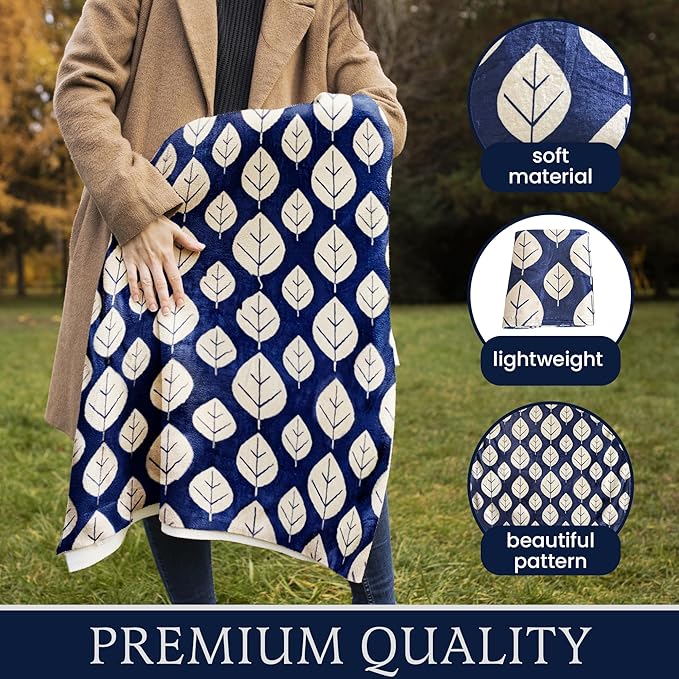 3 Piece Travel Blanket Set with Eye Mask & Cable Organizer , Ultra Soft Flannel Airplane Blanket with Carry Bag , Lightweight, Warm & Compact for Travel, Car, Sofa & Bed , Ideal for Adults & Kids