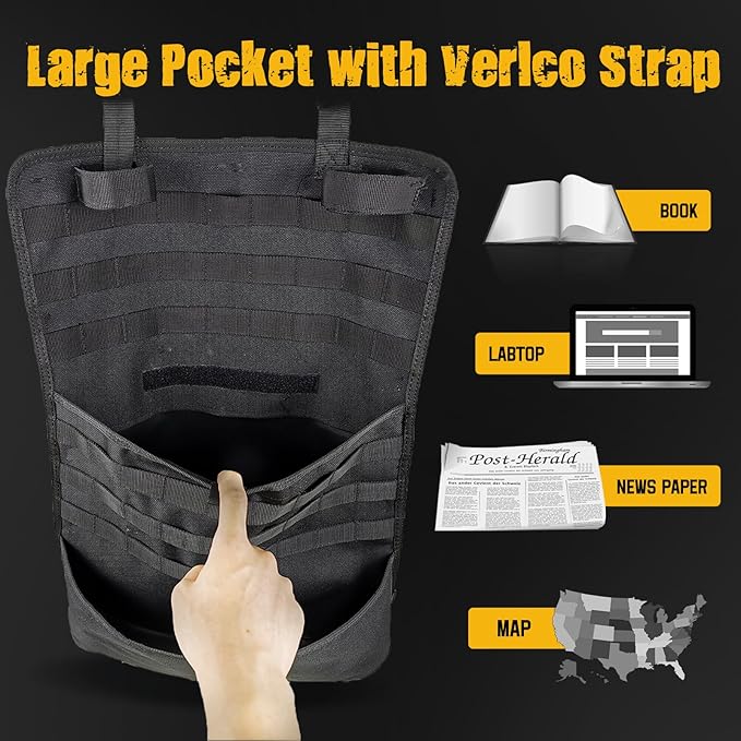 Tactical Car Seat Back Organizer, MOLLE Vehicle Seat Panel for Hunting Gear Storage, 2 Pack