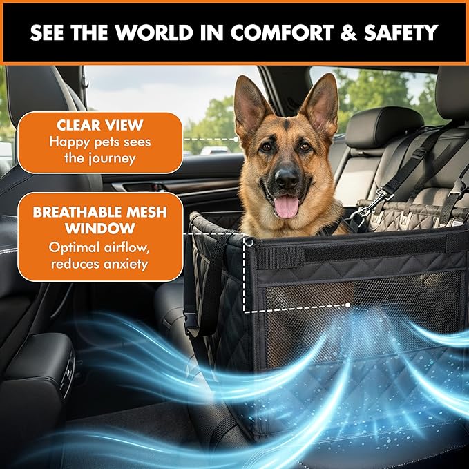 YoGi Prime Half Hammock Dog Seat Cover for Back Seat - Waterproof Half Backseat Dog Cover, Space Saving Split Seat Design, Universal Fit & Heavy Duty Pet Restraint