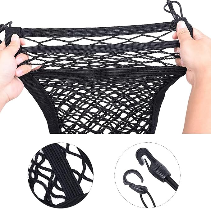 OUTMX Dog Car Net Barrier for 2018-2024 Jeep Wrangler JL 2 or 4 Doors, Pet Barrier with Car Mesh Organizer for Dog & Child Safety Divider with Storage Pouch