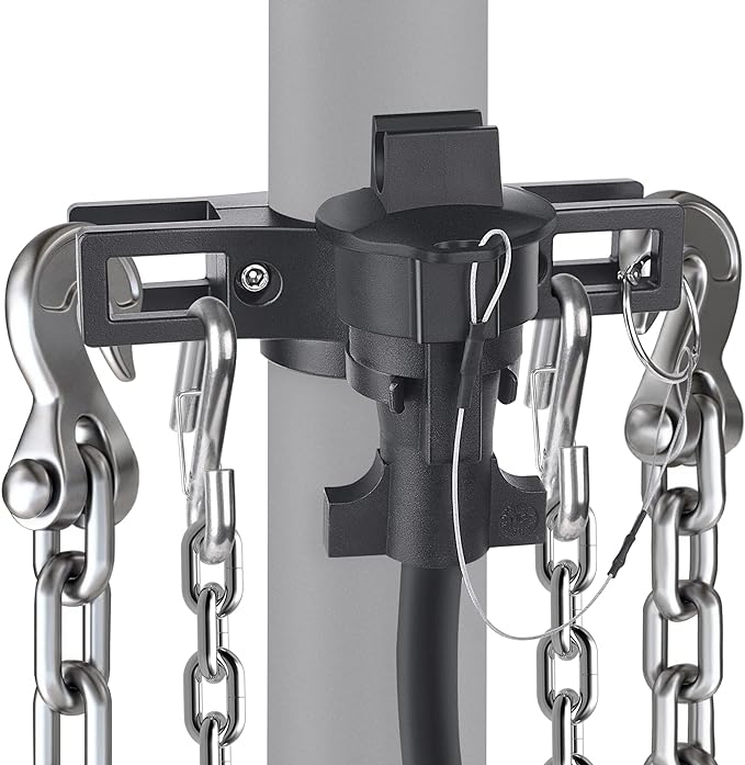 MICTUNING Heavy Duty Trailer Towing Organizer Powder Coating, Aluminum Chain Holder, 7 Way Plug Cover, a Lanyard with Aluminum Ferrule, Durable, Anti-Rust, Upgraded Design