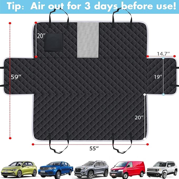 Meolsaek Car Seat Cover for Dogs, Non-Slip Dog Hammock for Car Back Seat, with Mesh Window Scratch Proof Nonslip Back Seat Protector for Trucks SUVs Most Cars (White)