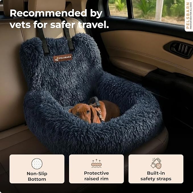 Pelsbarn Soft Comfortable Dog Protecting Car Bed 2.0 Small (Dark Grey)