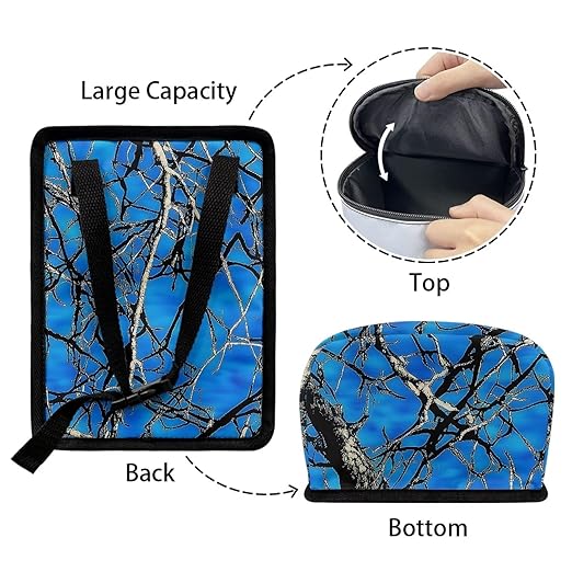 KEIAHUAN Blue Branch Camo Car Trash Can with Lid Multipurpose Collapsible Trash Bin for Car Hanging Vehicle Trash Bag Small Portable Automotive Garbage Cans Vehicle Interior Accessories