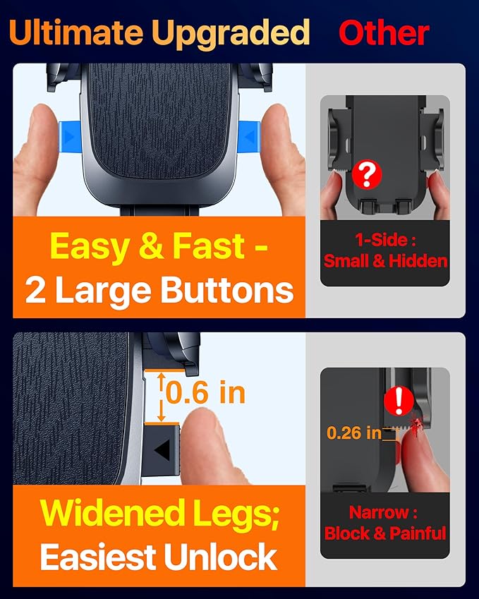 [Military-Grade Anti-Shake & 360° Rotatable Suction] 2026 Upgraded Car Phone Holder Mount【90+LBS Safest Strongest & Patent Certs】Dashboard Windshield Vent for iPhone 17 16 Pro Max Samsung,Matt Black