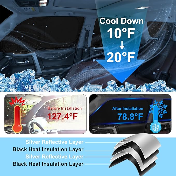 TINGLU Window Shades for Subaru Ascent Touring 2019-2026 Accessories Car Side Full Windows Rear Triangular Windshield Sun Shade Sun UV Rays & Privacy Protection for Camping,Napping,and Relaxing 8PCS