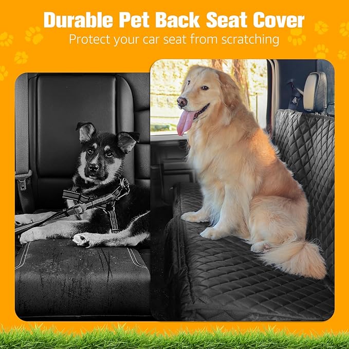 PETICON Dog Car Seat Covers for Truck Ford f150/Ram1500/Chevrolet Silverado 1500, Waterproof Pet Back Seat Cover for Trucks, Scratchproof Nonslip Durable Rear Seat Cover for Dogs