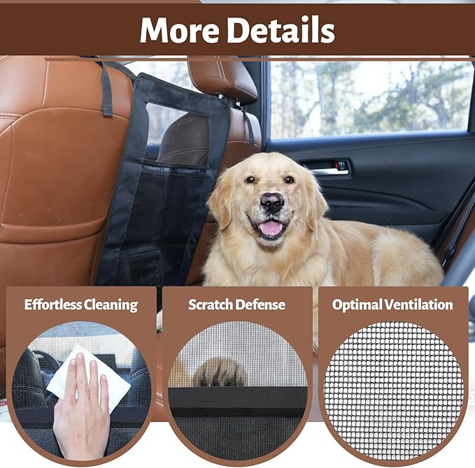 Dog Barrier for SUV, Car Net for Dogs with Adjusting Rope and Hook, Sturdy Mesh Backseat Car Divider for Small and Medium-Sized Dogs (Black)