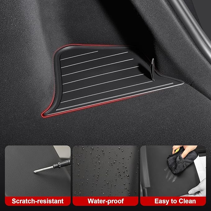 Topfit Trunk Storage Bins for Tesla Model Y Juniper, TPE Organizers with Carpeted Lid, Trunk Rear Side Storage Box for Tesla Model Y Accessories 2025 2026