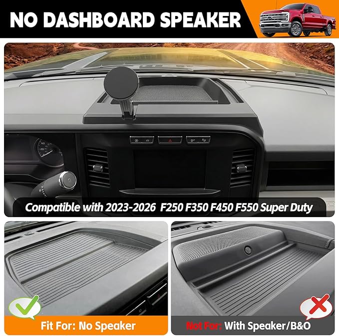 8”Screen Dashboard Phone Holder Compatible with 2023-2026 Ford Super Duty XL F250 F350 F450 Center Console Organizer Dash Tray Phone Mount for 2024 Super Duty Accessories(F250-450 2023-2026)