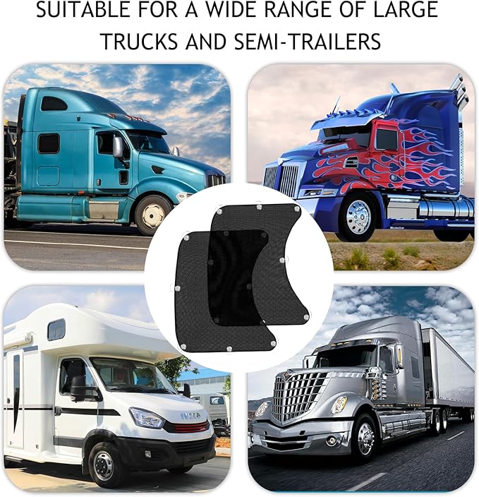 2Pcs Semi Trucks Window Shades, Side Window Sunshade for Truck with Suction Cups, 20"x23" for Volvo VNL, International Trucks, Freightliner Semi-Trailer Sunshade Accessories