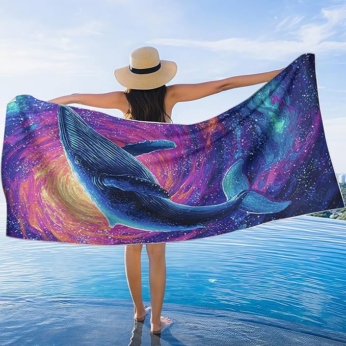 2 Pack Car Towel Seat Covers with Storage Bag, Multifunctional Towel for Gym Outdoor Sport, Picnic, Beach, Pet Dog Travel,Non-Slip Washable Car Seat Protector (Starry Whale)