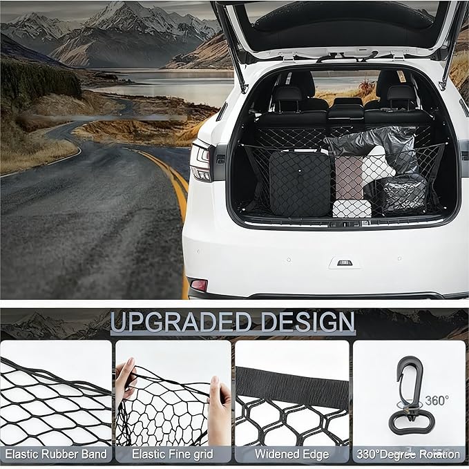 Car Dog Barrier Net 47.24" x 33.85" Dual Layer Safety Net for Dog Pet Children Vehicle Universal Mesh Barrier Guard Blocks Access To Car Front Seats Organiser Net Bag Mesh Storage